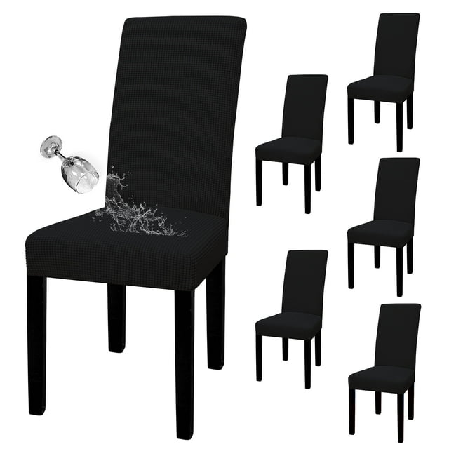Juego de 6 fundas impermeables para sillas Parson, de fácil manejo, color negro