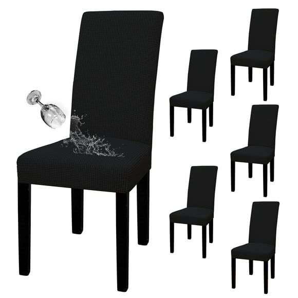 Juego de 6 fundas impermeables para sillas Parson, de fácil manejo, color negro