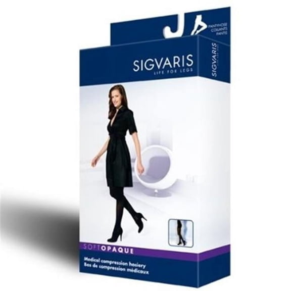 Sigvaris Soft Opaque 842PLLW09 20-30 mmHg Womens Closed Toe Panty- Midnight Blue- Large-Long