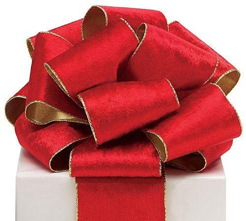 #100 Red Wired Velvet Ribbon with Gold Edge and Gold Backing. - 4W" X 20 Yds - Walmart.com 