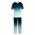 thumbnail image 2 of Minjewel Women's Gradient Color Short Sleeve Scrubs for Women Set, Soft & Relaxed Workout Sets for Women, Ideal for Caregivers, Nurses & At-Home Comfort,Dark Blue 4XL, 2 of 7