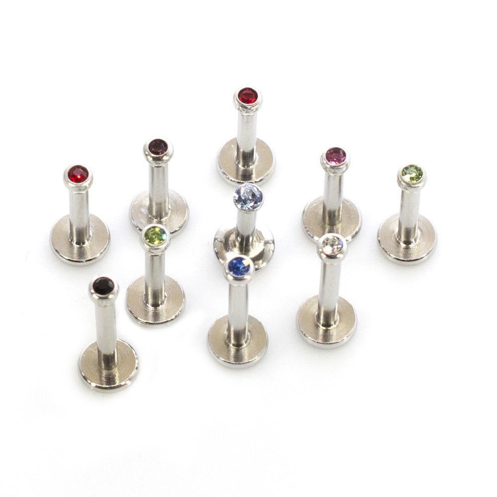 West Coast Jewelry 10 Pack Single Gem Threaded Titanium Anodized Over Surgical Steel Ball