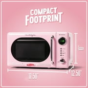 Nostalgia 0.7 cu ft Retro Microwave Oven, 700W Countertop Microwave Oven with LED Display, Pink