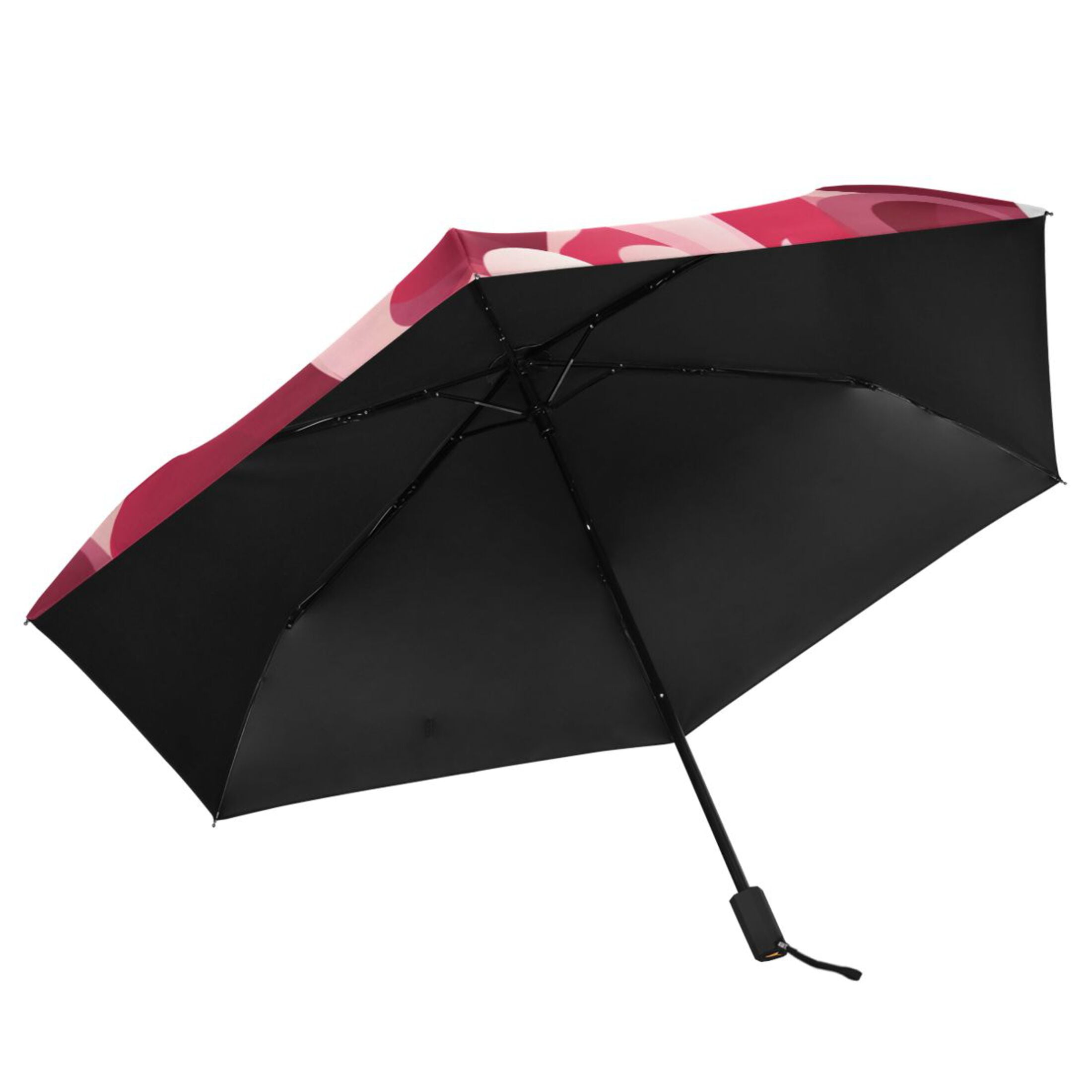 Love Hearts in Valentine Compact Folding Umbrella for Rain Windproof Travel Umbrella UPF 50+ Lightweight Packable Arc Size