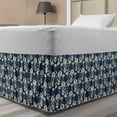 thumbnail image 1 of Floral Bed Skirt, Classic Victorian Style Artwork Motifs with Curved Leaves and Blooms, Elastic Bedskirt Dust Ruffle Wrap Around for Bedding Decor, 4 Sizes, Eggshell and Night Blue, by Ambesonne, 1 of 2