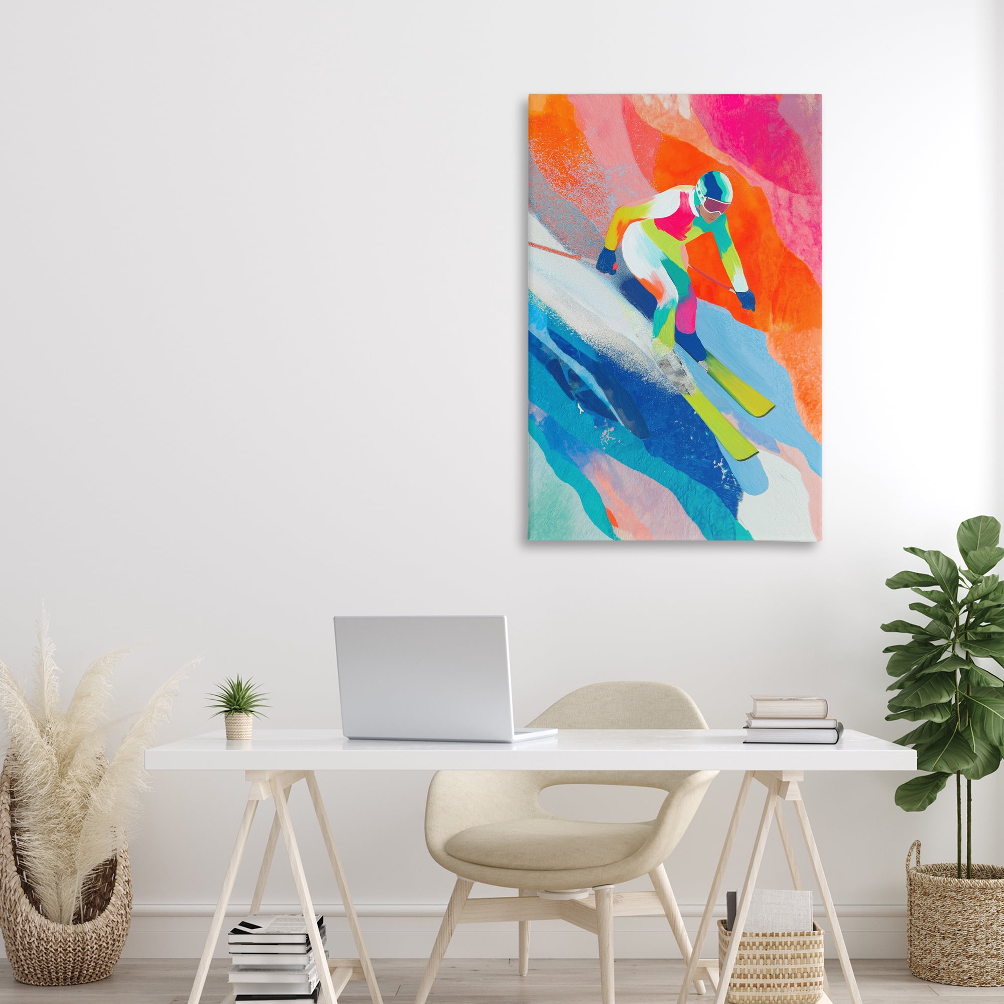 Stupell Industries Skiing Down Neon Slopes Canvas Wall Art, design by Chromatic Storm Studio