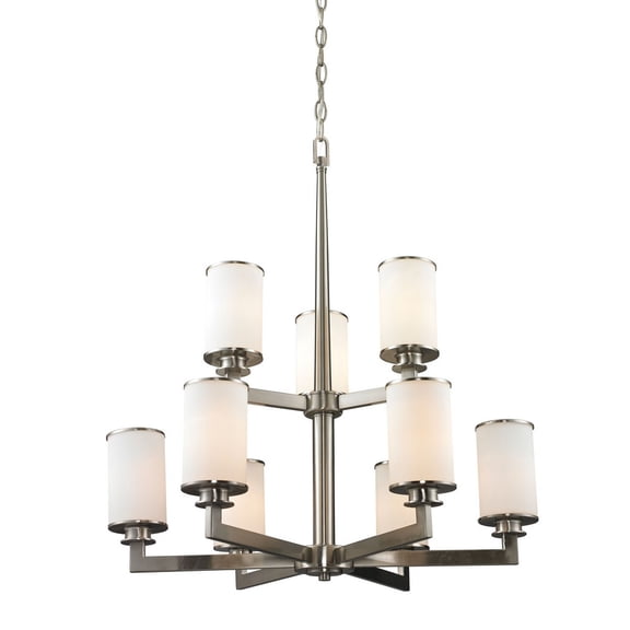 412-9-Z-Lite-Savannah - 9 Light Chandelier in Art Moderne Style - 29 Inches Wide by 32.88 Inches High-Brushed Nickel Finish -Traditional
