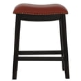 thumbnail image 4 of Poundex F1821 24 in. Kitchen Saddle Counter Stool in Burgundy Red Faux Leather - Set of 2, 4 of 6
