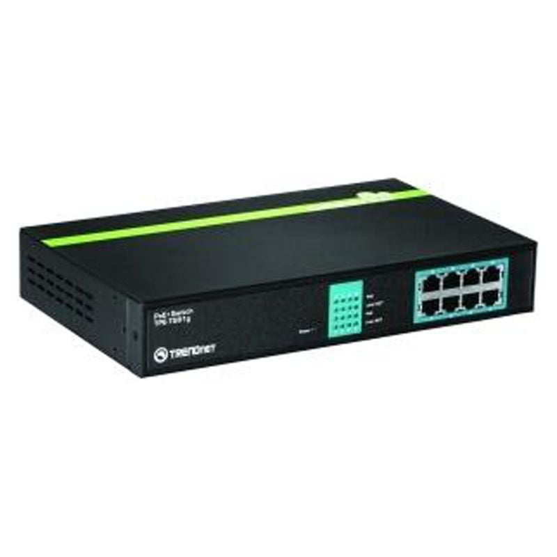 TRENDnet 8-Port Gigabit GREENnet PoE+ Switch; TPE-TG81g; 8 x Gigabit PoE+ Ports; Rack Mountable; Up to 30 W Per Port with 110 W Total Power Budget; Ethernet Network Switch; Metal; Lifetime Protection