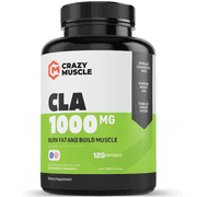 CLA Supplements for Weight Loss by Crazy Muscle: 120 Non-GMO 1000 mg Softgels