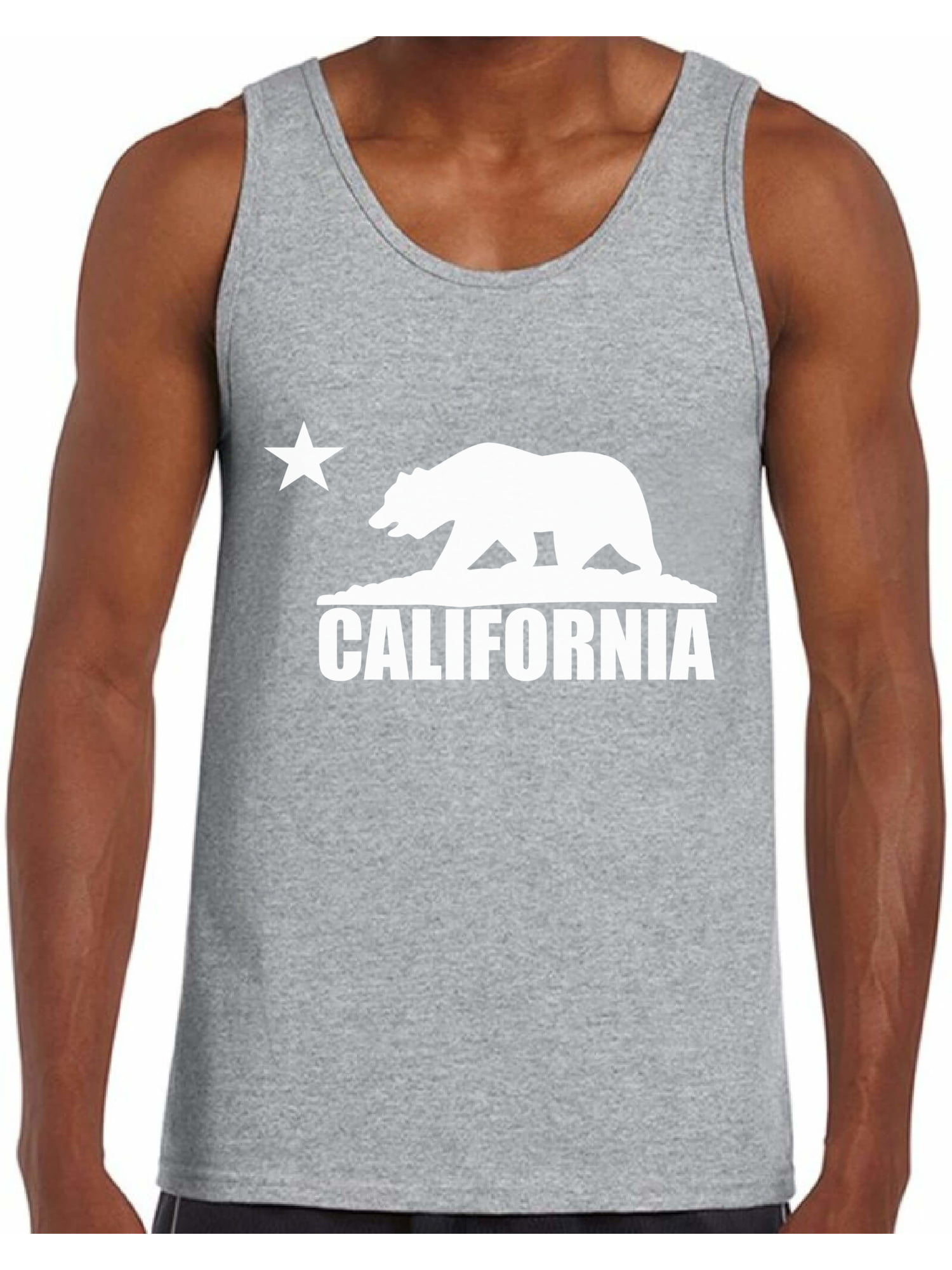 California Republic State Cali Bear Los Angeles No Sleeve Muscle Tank T Shirt w 