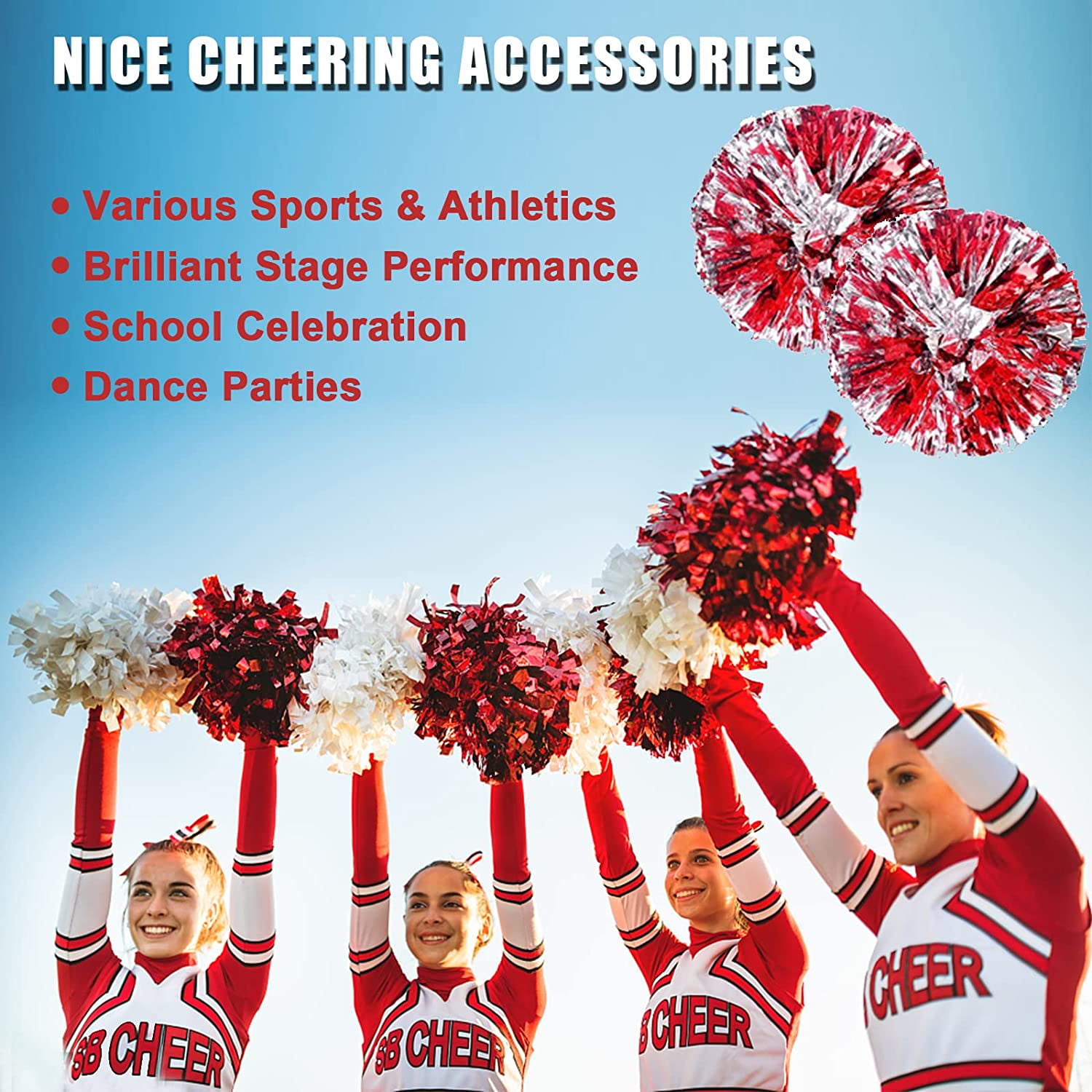 12 Pack Cheerleading Pom Poms Sports Dance Cheer Pom Pom en plastique pour  Sports Team Spirit Cheering Stcyv