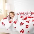 thumbnail image 3 of Erosebridal Red Bowknot Kids Twin Bedding Sets 7-Piece, Cute Bow-tie Bedding Comforter Set, Pink Reversible, 3 of 7