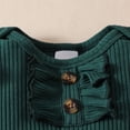 thumbnail image 5 of CAICJ98 Newborn Baby Girl Christmas Outfit Ruffle Long Sleeve Romper Bodysuit Bow Pants Set with Headband Cute Infant Fall Winter Clothes (Green,3-6 Months), 5 of 8