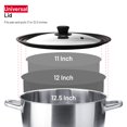 thumbnail image 3 of Bezrat Tapa redonda universal para sartenes, ollas y sartenes de vidrio templado con ventilación - Borde graduado para utensilios de cocina de 11", 12" y 12,5 pulgadas - Pomo resistente al calor - Apt, 3 of 5