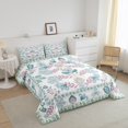 thumbnail image 3 of Erosebridal Teen Blue Flower Bedding King Comforter Set,Exotic Style Comforter Sets King Size,Botanical Room Decorative,Reversible,Microfiber,3 Pieces, 3 of 8