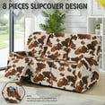 thumbnail image 2 of COEQINE Cow Print Stretch Recliner Cover Universal 8 Pieces Recliner Sofa Cover Stay in Place 3 Seater Furniture Protector Home Decor for Pets, Dogs, Cats, Kids, 2 of 8