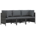 thumbnail image 1 of vidaXL 3-Seater Garden Sofa with Cushions Grey Poly Rattan, 1 of 4