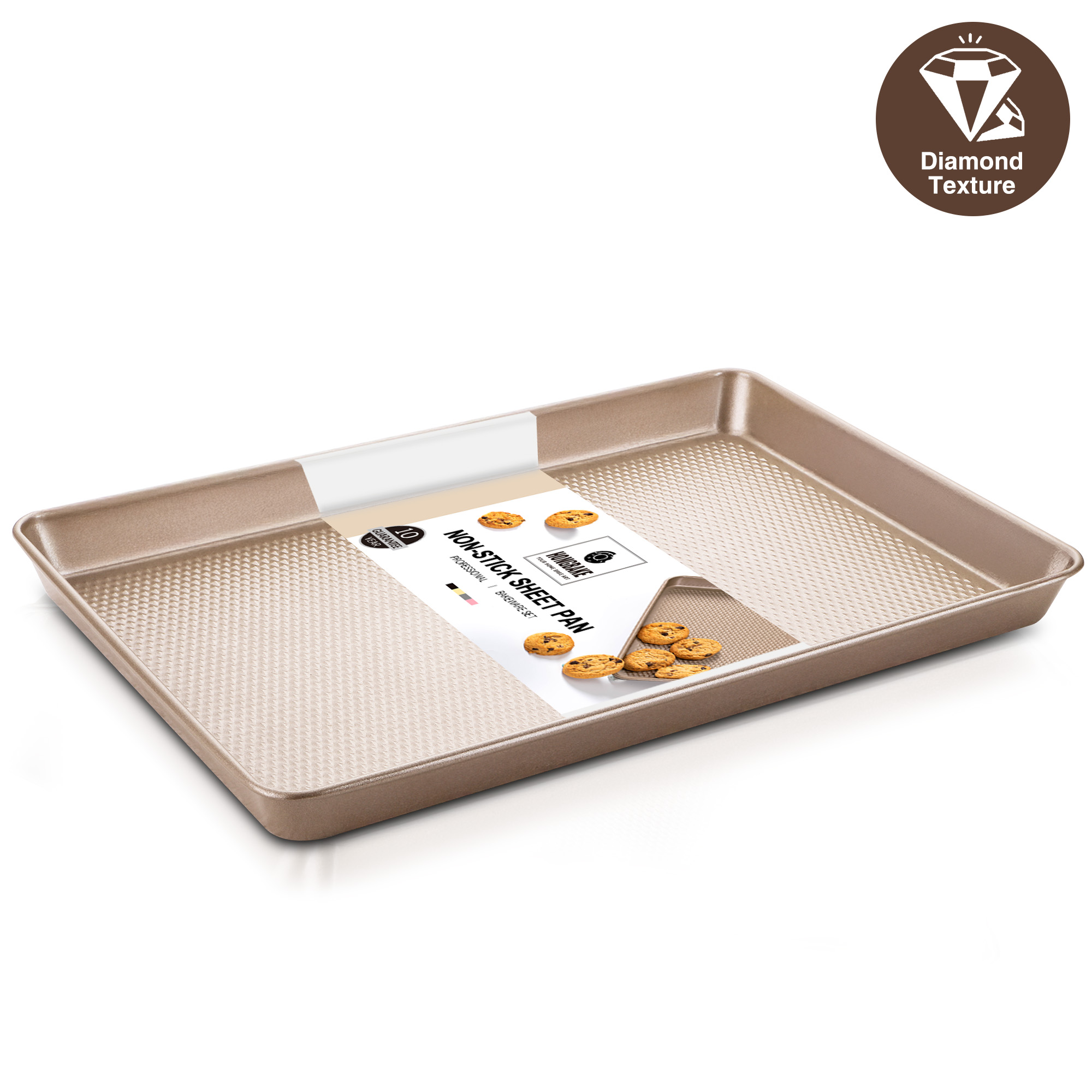 HONGBAKE Jelly Roll Pan 15x10 Nonstick Baking Sheet, Gold photo 1