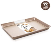 HONGBAKE Jelly Roll Pan 15x10 with Diamond Texture, Cookie Sheet for Baking, Non Stick Baking Sheet Pan for Oven, Heavy Duty Baking Trays Non Toxic, 57% Thicker Carbon Steel, Gold