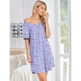 thumbnail image 4 of Ekouaer Nightgowns for Women Bamboo Viscose Night Gowns Short Sleeve Sleep Shirt Pleated V Neck House Dress Soft Night Shirts, 4 of 6