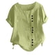thumbnail image 2 of ICHUANYI Clearance Women's Fashion Summer Round Neck Leisure Short Sleeve Solid Buttons Tops(Mint Green, M) ICHUANYI WER2023080903253, 2 of 6