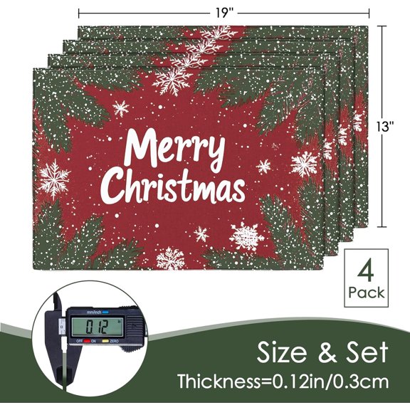 Cloth Placemats Set of 4, Washable Thick Faux Linen Place Mats Heat Resistant Double Layer Table Mats for Dining Kitchen Indoor Outdoor Use - 13x19 Inch