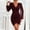 Wine, variant on Pisexur Long Sleeve V-Neck Dress Women Summer Fashion Solid Long Sleeve V-Neck Tight Party Club Dress Women Dress