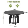 thumbnail image 3 of QinaQin 47-Inch Farmhouse-Style Round Wooden Dining Table with Storage Shelves, Seats 4-6 People, Adjustable Legs, Easy-To-Clean Tabletop, Suitable for Kitchens, Living Rooms, and Apartments, 3 of 7