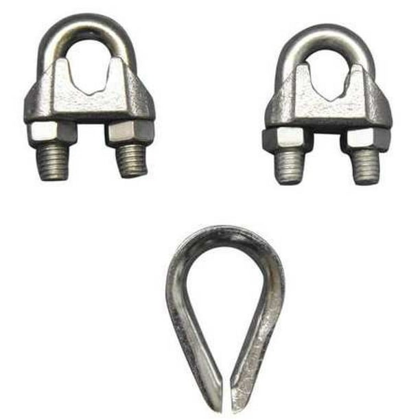 DAYTON 2VKK4 Wire Rope Clip and Thimble Kit,1/2 In