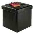 thumbnail image 3 of Winsome Wood Ashford Square Storage Ottoman, Black Faux Leather, 3 of 5