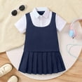 thumbnail image 5 of FYDUU Little Girls Pleated Dress School Uniform Long Sleeve Girls Dresses Toddler Kids Pleated Sundress Comfortable School Casual Dress Everyday Outfit Temperament Dresses 2-3 Years, 5 of 5