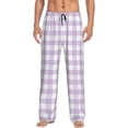 thumbnail image 1 of Balery Purple Checkboard Pantalones de pijama para hombre, pijama ultraligero, pantalón de descanso-Large, 1 of 6