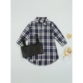 thumbnail image 2 of Kiapeise Little Girls Long Sleeve Red Plaid Flannel Shirt Dress PU Leather Camisole Casual Daily Outfit, 2 of 9