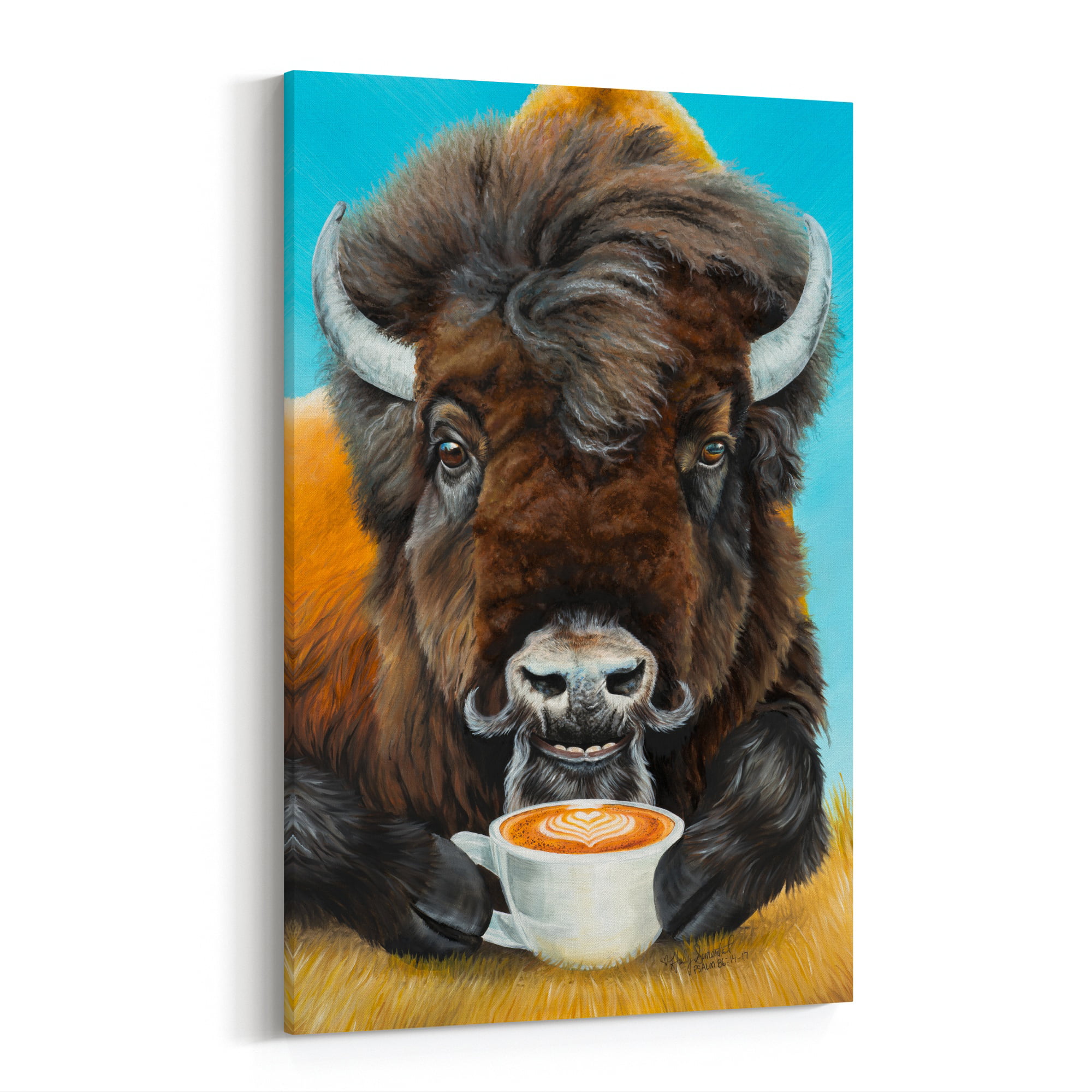 kig ind mønt Sherlock Holmes Bison Latte Painting Animals Buffalo Coffee Food Drink 12" x 18" Canvas  Wall Art - Walmart.com