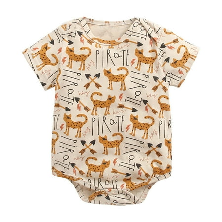 

TAIAOJING Baby Romper Boys Girls Short Sleeve Cartoon Print Jumpsuit Outfits Set One Piece Outfits 0-6 Months