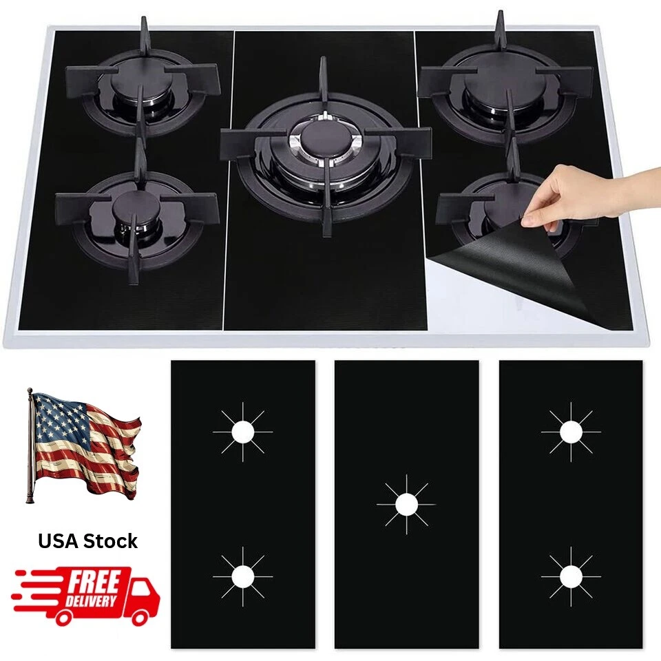 3Pcs Kitchen Gas Range Stove Top Burner Cover Protector Reusable Non-Stick Liner
