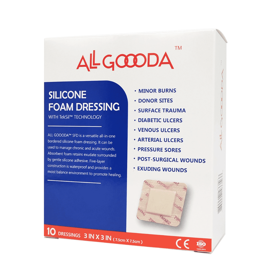 ALL GOOODA Silicone Foam Dressing 3x3, Sacrum, Pressure Bed Sore Pad