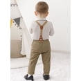 thumbnail image 5 of CARETOO Baby Boy Clothes Suit Romper Shirt Beret Hat Suspender Pants Bowtie Outfit Wedding Set 0-18M, 5 of 17