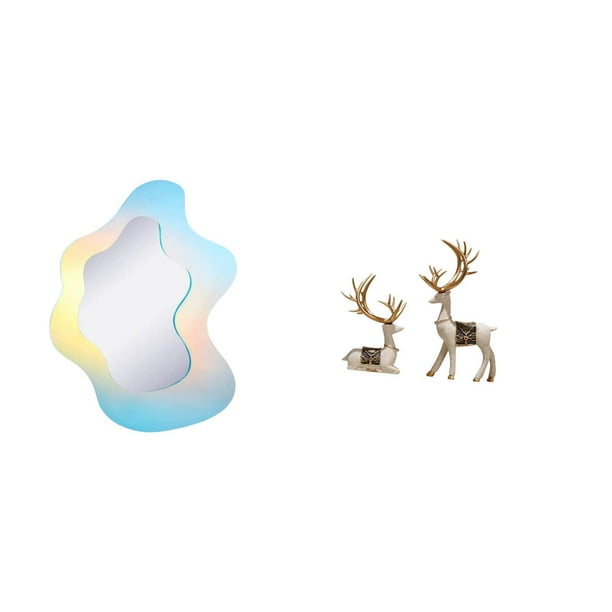 espejo acrílico ondulado,Espejo acrílico ondulado con estética irregular de arcoíris,Estatua de ciervo alce,Figuras de ciervos y alces,decoración para el hogar,estatuas de resina,Figura