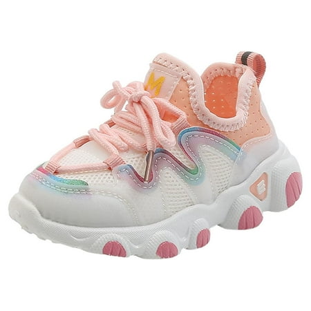 

Kids Sneakers for Girls Boys Tennis Shoes Sneakers Outdoor Non Slip Toddler Infant Kids Baby Girls Mesh Breathable Lace Up Soft Shoes Sneakers Pink 6