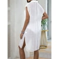 thumbnail image 6 of Women Swimsuit Coverup Shirt Dress Button Down Bathing Suit Cover Up Beachwear White One size, 6 of 8