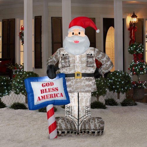 Decoración navideña Patio de césped inflable AIRBLOWN Military Santa 7 Tall (7Tall) CHRISTMAS INFLATABLES At The Neighborhood Corner Store 4335145614