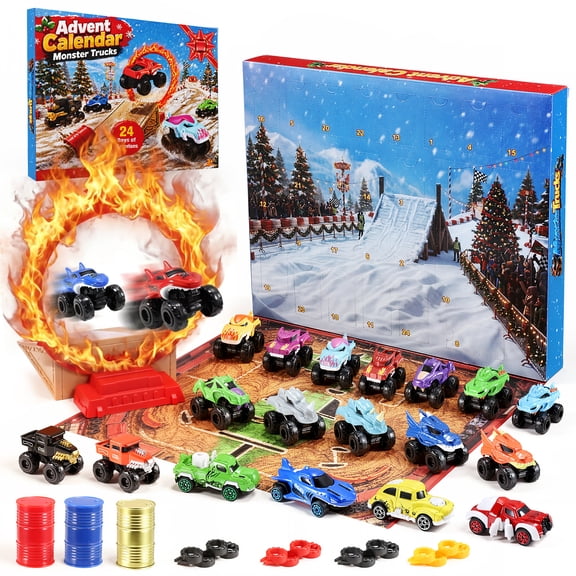 Advent Calendar 2026, 24 Days Countdown Calendar, Monster Car Set Stocking Stuffers for Kids Boys, Christmas for 3 4 5 6 Year Old Boys Gifts