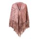 thumbnail image 1 of Bufanda poncho abierta con flecos de ante para mujer - Estampado perforado, poliéster, talla única - 190 cm de largo, 1 of 6