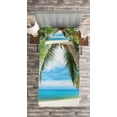 thumbnail image 3 of Ambesonne Tree Quilted Bedspread Set 2 Pcs, Shadow Shade of Palms, Twin Size, Pale Green Pale Blue, 3 of 3