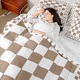 thumbnail image 5 of Manfei Retro Checkerboard King Bedding, Brown White Plaid King Bed in a Bag, Reversible 7pcs, 5 of 6