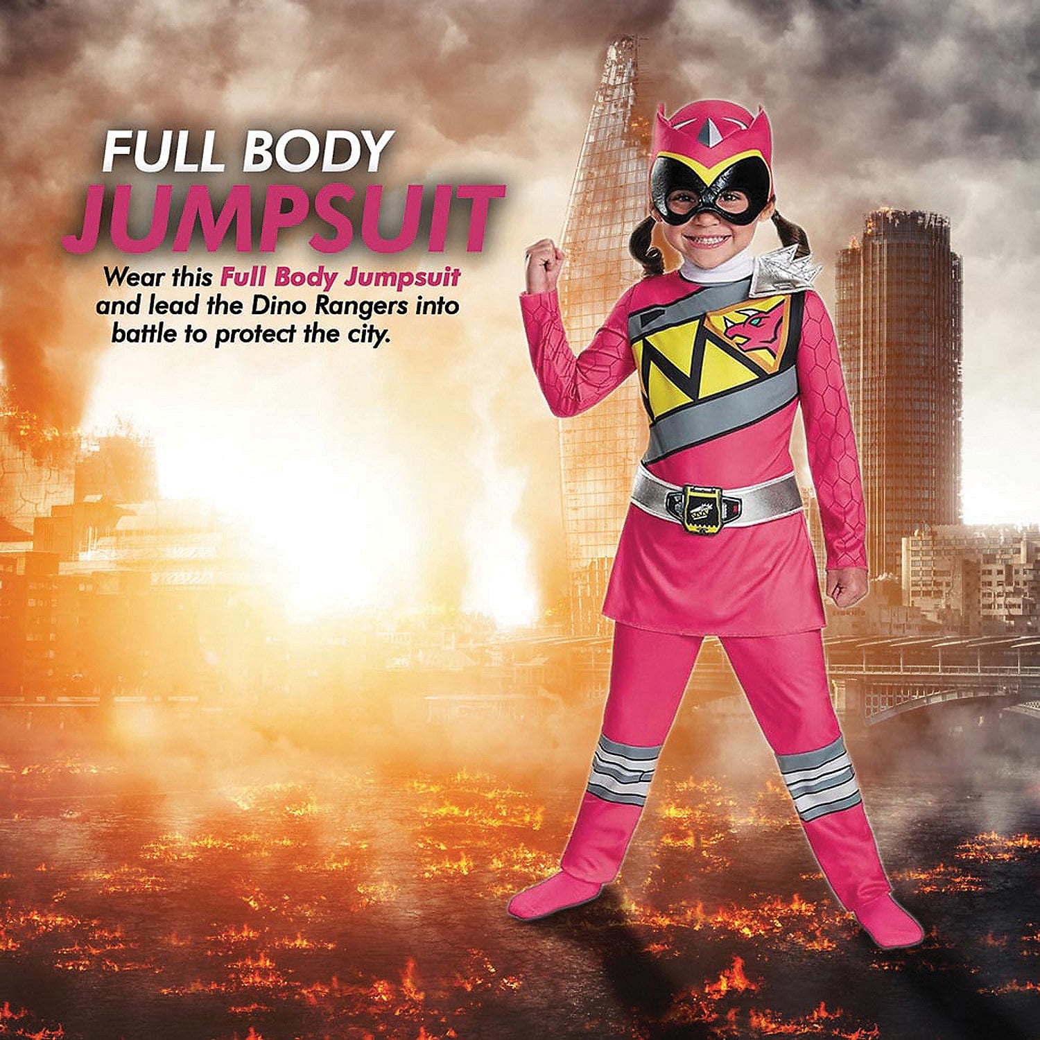 Disguise Toddler Girls' Classic Power Rangers Dino Charge Pink Ranger Costume - 4-6
