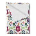 thumbnail image 2 of Mexican Soft Flannel Fleece Throw Blanket, Different Mexico Latin Día de Muertos Skull with Flower and Branchs Artwork, Cozy Plush for Indoor and Outdoor Use, 70" x 90", Multicolor, by Ambesonne, 2 of 5