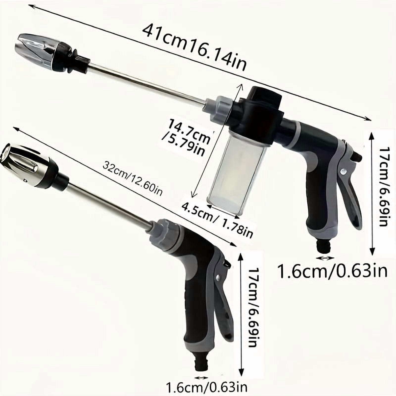 High Pressure Water Gun With Foam Cannon 3 4 Inch Garden Hose Nozzle Long Handle Sprayer For Garden Watering Household Cleaning